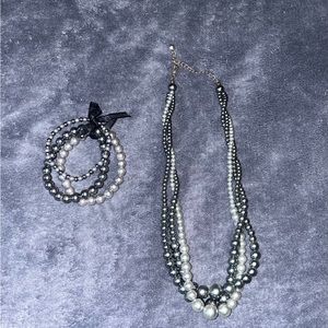 Matching blue Pearl necklace and bracelet